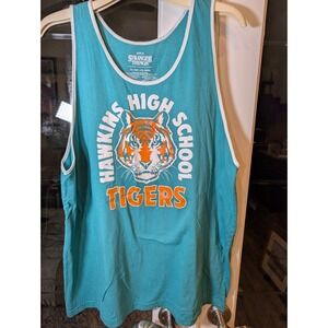 Stranger Things Tank Top Men's 3XL Hawkins High School Tiger Logo Green